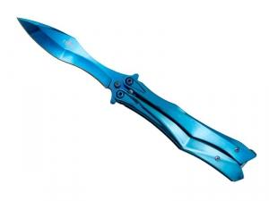 couteau papillon THIRD 13,5cm tout inox bleu